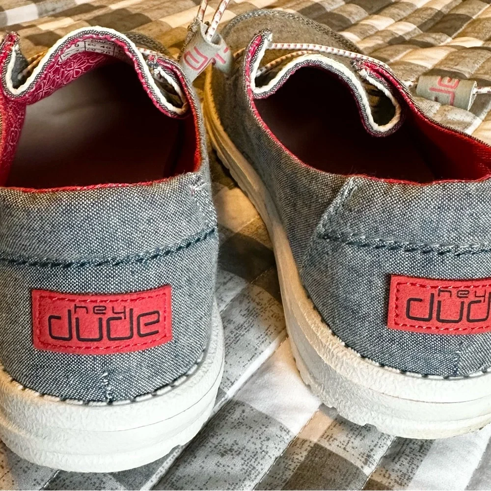 Hey Dude Denim Blue Shoes with Pink Interior - Picture 2 of 7